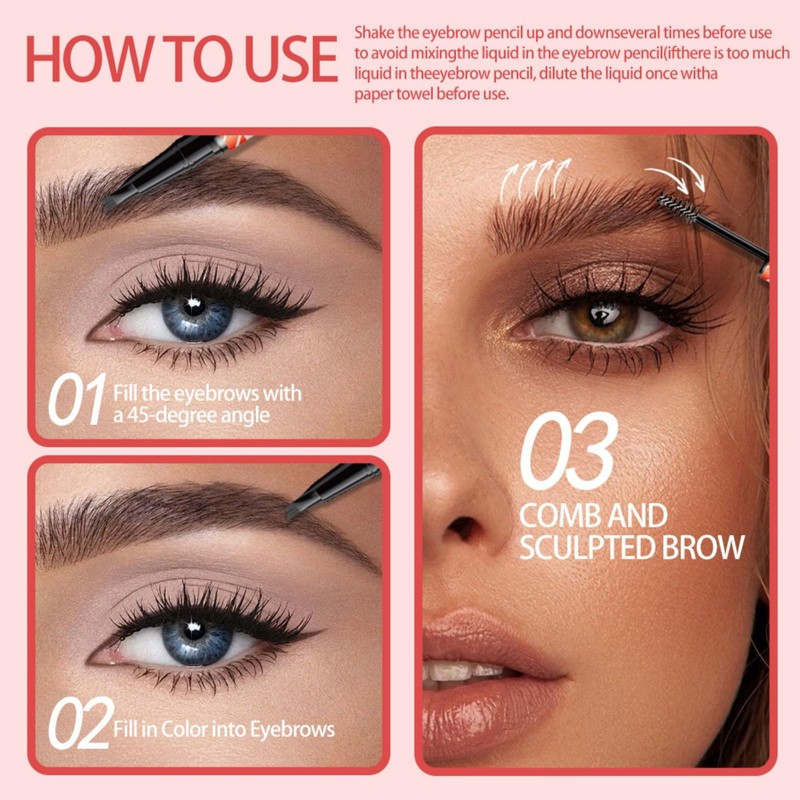 Brow Pen and Brow Gel 2-in-1 (4#, 1 Set)
