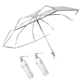 Defresit 2 Pcs Clear Umbrellas for Wedding, 38.6'' Folding Transparent Umbrella, Compact Travel Umbrella, Portable Folding Umbrellas for Woman Men Bride Bridesmaid Party