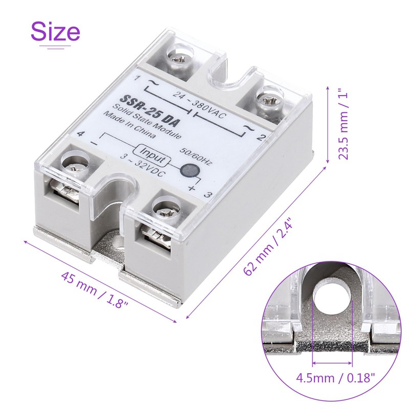 DMiotech 2 Pcs SSR-25DA 3-32V DC Input to 24-380V AC
