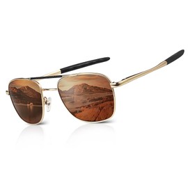 LINVO Polarized Sunglasses Men Premium Al-Mg Frame Classic Square Military Style 100% UV400 Protection