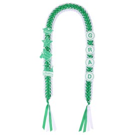 Graduation Ribbon Leis 2025 Class of 2025 Graduation Decor Gift Graduates Senior for Him Her Congrats Grad (White & green)