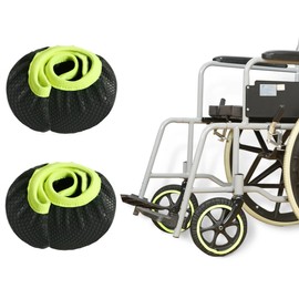 EHUELDER PVC Wheelchair Wheel Covers -Durable Floor Protectors-10-Second Installation,Noise-Free & Waterproof,Zero Scratches on Wood/Marble,All-Weather Design (Black, PVC-8IN)