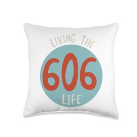 Whyitsme Design Funny 606 Area Code, KY Kentucky Souvenir Throw Pillow, 16x16, Multicolor