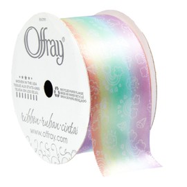 Offray 289851 1.5" Wide Single Face Satin Craft and Decorative Pride Ribbon, 9-Foot Spool, Rainbow Icon