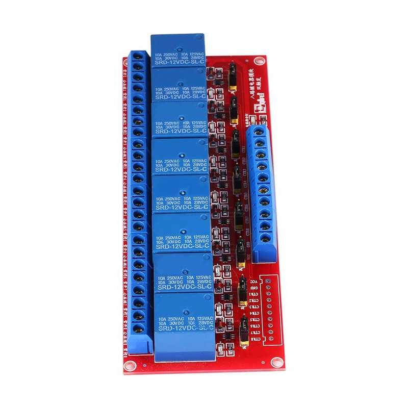 DC 12V 8‑Channel High Low Level Dyal Ttigger Relay Module