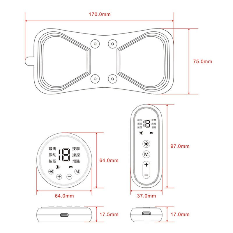 Neck Massager Remote Control 46℃ Heating Massage Machine USB Charging