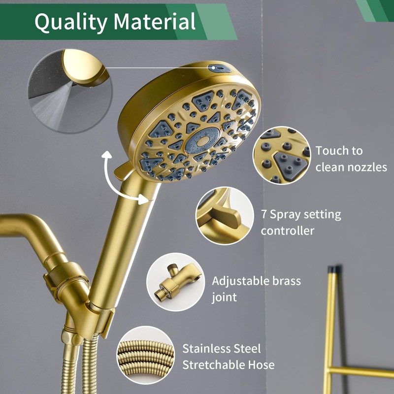 Shower Faucet Set with 7 Functions Handheld Shower Head Filter