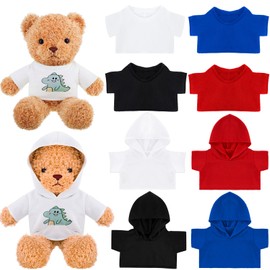 Litherr S 8 Pcs Stuffed Bear Tshirt and Hoodie in 4 Colors for 14-18 inch Stuffed Animal Sublimation Doll Clothes Tee Shirt Dress up Your Unique Plush Bear