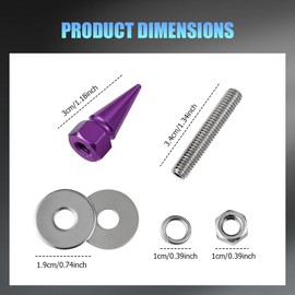 Lyxheth 4PCS Spike License Plate Screw Fasteners, Motorcycle License Plate Bolts, Anti Theft License Plate Screw Frame Kit, Universal Spike License Plates Bolt Car Accessories for Cars Trucks (Purple)