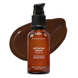 JUNGLÜCK Tinted Serum Face - Vegan | Nourishing Foundation with Hyaluronic | Face Serum for a Natural No Makeup Look with Light Coverage for an Even Complexion - Very Dark