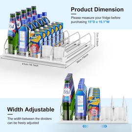 Drink Organizer For Fridge,Soda Drink Dispenser For Fridge,Fridge Can Drink Organizer,12oz 16oz 20oz-Soda Automatic Dispenser For Fridge And Adjustable Width-Holds Up To 27 Cans,5 Rows