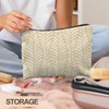 RYYCDOI Boho Beige Leaf Makeup Bag, Neutral Block Print Leaves