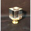 LITE ACCENTS Lamp Finial-Optic Crystal CUBE With Satin Brass Base