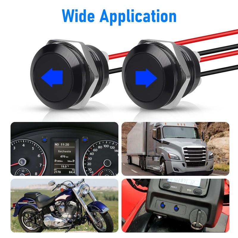 Linkstyle 2PCS 12V LED Indicator Light, 1/2" Panel Cutout Signal