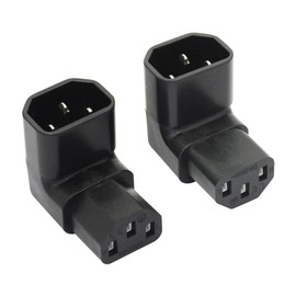 Riertostng 1Pair 90 Degree IEC 320 C14 Male to C13 Female Converter Adapter, Up & Down Angle Extension Connector Plug 10A 250V, for Monitor, Computer, PDU Chassis, Printer etc - 2Pcs