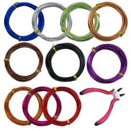 Allazone 10 Rolls of Craft Wire, Jewellery Wire, Jewellery Making, 1.5 mm Jewellery Wire, Aluminium, Colourful Craft Wire, Aluminium Wire, Multicoloured Jewellery Decorative Wire for Making Jewellery