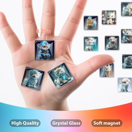 12 Pcs Glass Strong Refrigerator Magnets Fridge, Colorful Square Fridge Magnets Decorative for Office Whiteboard, Cabinet, Dishwasher, Locker