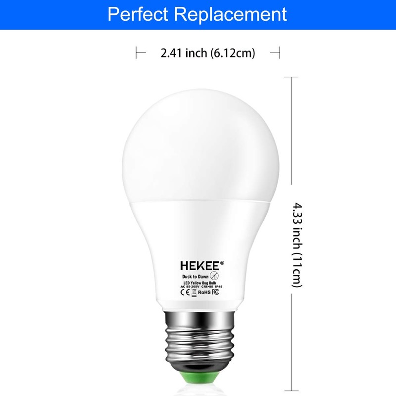 Dusk To Dawn Light Bulbs A19 8W 720 Lumens, Amber
