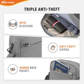 SKYSPER Messenger Bag for Men Women, Anti Theft Crossbody Bag Travel Purse Small Shoulder bag for Work Business Sports