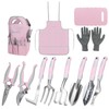 Pink Garden Tool Sets 12 Pieces, iHansee Aluminum Gardening Hand
