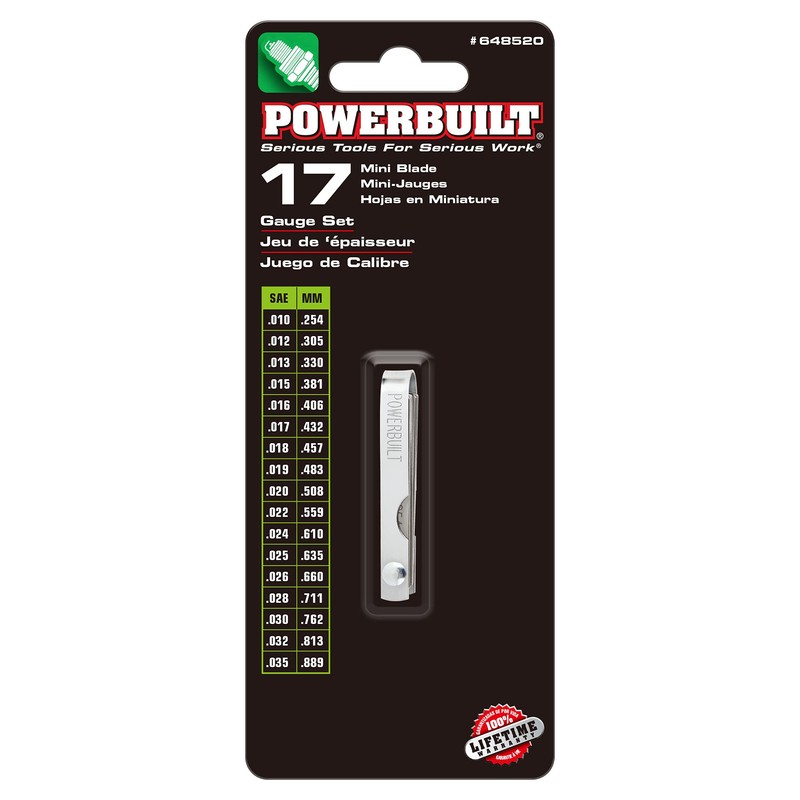 Powerbuilt 17 Blade Merric and SAE Feeler Gauge, 17 Blade: