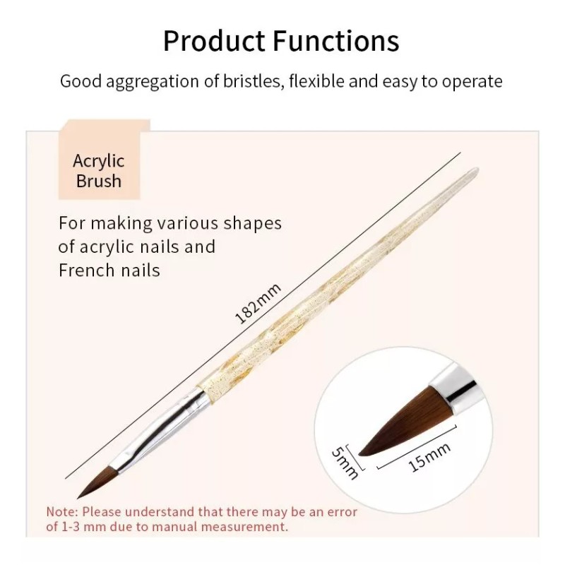 KH Set De 5 Pinceles Uñas Nail Acrílico 12 Pz