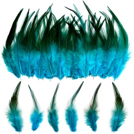 THARAHT 200pcs Aqua Blue Rooster Saddle Feathers Loose Bulk 5-7 inch 12-17cm for DIY Dream Catcher Decoration Natural Rooster Saddle Feathers