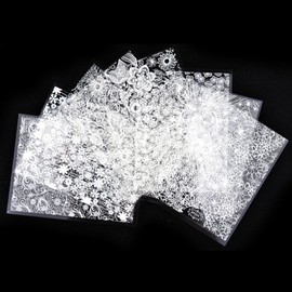 Set of 8 Lace Flowers 3D Nail Stickers, Nail Art, Nail Stickers, Just Stick 3D Nail Art (White)