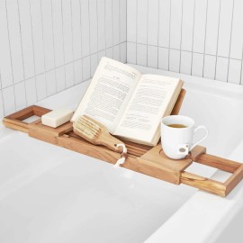 Bamboo Tub Tray Caddy Bathroom Sets Accessoriescolor: Natural Color