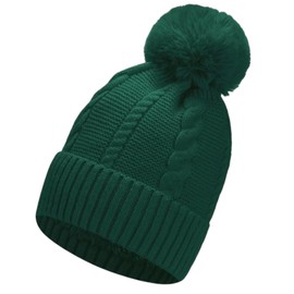 Gadgets Mafia Winter Hats for Women Fur Line Beanie Hat with Pom Pom Hat (Bottle Green)