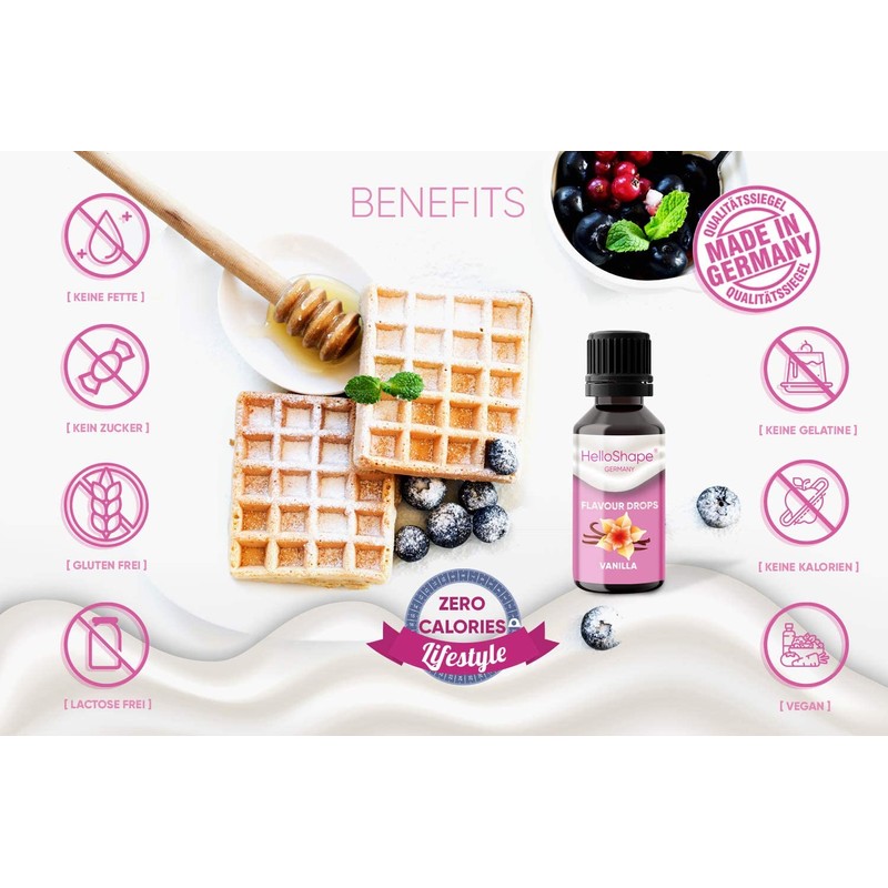 HelloShape Flavour Drops, Sugar-Free, 30 ml, Strawberry, Calorie-Free Sweetening Drops