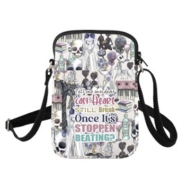 FUSTMW Horror Movie Wedding Inspired Crossbody Bag Horror Movie Sling Bag Cell Phone Purse, Skull Bride Bag C