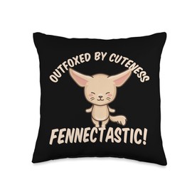 Fennec Fox Quotes Outfoxed by Cuteness Fennectastic Fennec Throw Pillow, 16x16, Multicolor