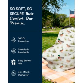 Duck Car Seat Cover & Canopy - Universal Multi-Use Baby Car Seat and Stroller Cover, Breathable Breastfeeding & Nursing Canopy, Newborn Infant Carrier Cover, Baby Shower Gift for Boys and Girls