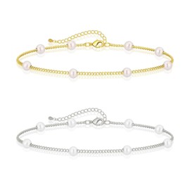 EPCDBBRT 2 Pieces of Pearl Bracelets for Women, Elegant Bracelets, Fashionable and Versatile Bracelets, Simple Bracelets, Clothing Accessories