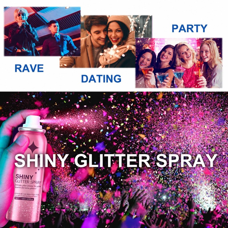 Body Glitter, Body Glitter Spray, Long-Lasting Powder, Suitable for Stage,