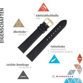 MARBURGER Watch Strap 18 mm Smooth Leather with Seam Tool Assembly Set 75918