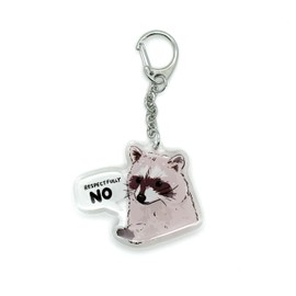 Honey Hamstore Raccoon Keychain Respectfully No Meme Joke Funny Accessory Acrylic Epoxy Finish Key Charm for Handbags, Bags, Purses, Backpack, Cases, Keys for Children Women Girl Men Boy and Adults
