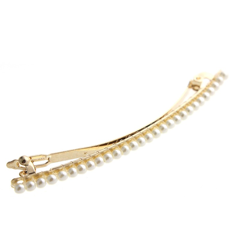 Vingtaine H-526 Classic Small Pearl Thin Line Barrette Simple Hair