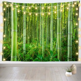 Loccor Bamboo Forest Tapestry Arashiyama Green Bamboo Trees near Kyoto Japan Natural Forest Wall Hanging for Home Wall Decor 106''x70''