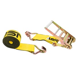 US Cargo Control 4 Inch x 30 Foot Heavy Duty Yellow Ratchet Strap with Double Wire J-Hooks
