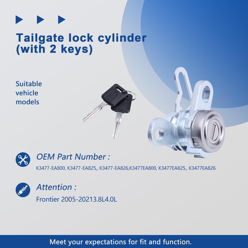 Tailgate Lock Cylinder with Keys Fit for Frontier 2005-2021 Rear