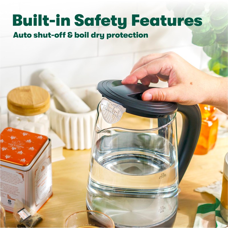 bella 1.7 Liter Glass Electric Kettle, Quickly Boil 7 Cups