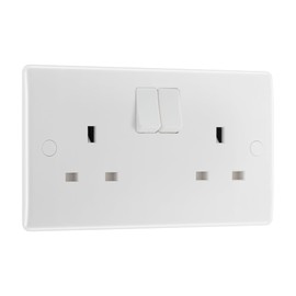 Evoges 13A Double Socket, Switched, Double Pole, Rounded Profile and 32mm Surface Back Box Set