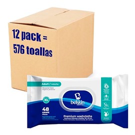 Belskin Toallas Humedas Para Adulto - 12 Paquetes con 48 Toallitas Cada Uno - 576 Toallas XL - Cosas Para Higiene - Toallas Húmedas - Limpieza Corporal
