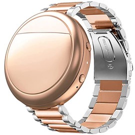 Lamshaw Compatible for Embr Wave 2 Band, Quick Release Stainless Steel Metal Replacement Straps Compatible for Embr Wave 2 Thermal Wristband (Silver-Rose Gold)