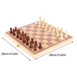 Chess Set, Portable Wooden Chessboard Folding Board Chess Game Hand Carved Wood Chess Pieces Storage Box for Party Family Activities