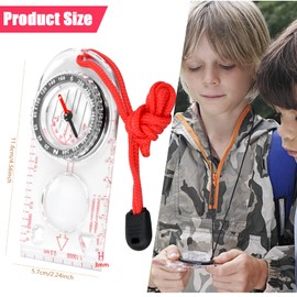 Vesaneae Navigation Compass, Expedition Compass, Orienteering Compass, Lightweight Hiking Compass, Acrylic Map Compass, Multifunctional Compass, Scout Compass for Hunting, Hiking, Activities, Camping