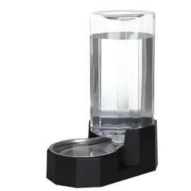 Sfozstra Automatic Pet Water Dispenser with Stainless Steel Bowl, Gravity Waterer, Angular Water Feeder for Small to Large Dogs and Cats (Black, 9L Without Filter)