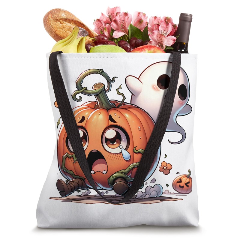 Funny Pumpkin with Sweet Ghost Tote Bag
